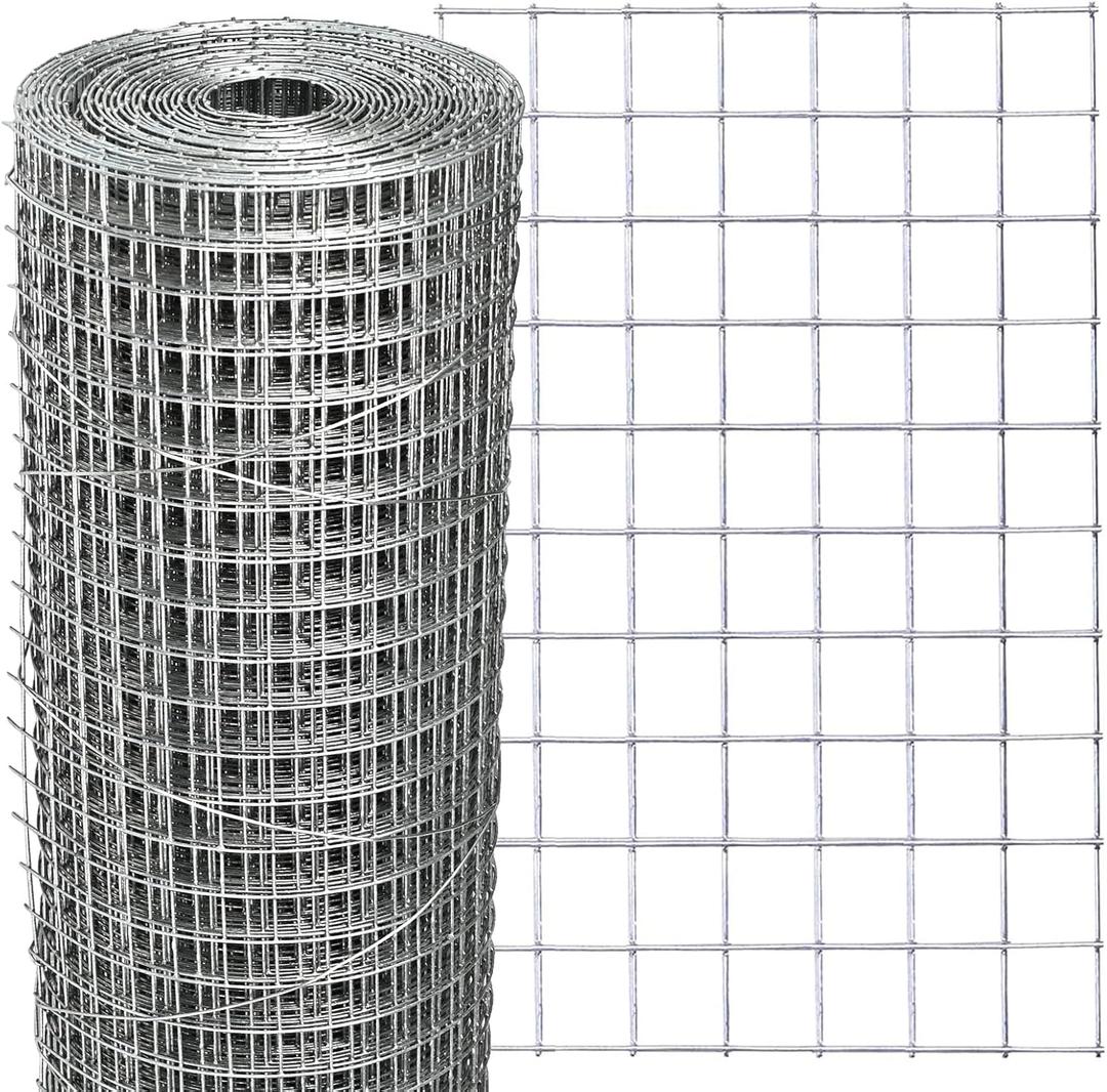 Hardware Cloth 12'' x 10' 1/2 in Galvanized Wire Mesh Roll (19 GA) Chicken Wire Fence Roll for Chicken Pen/coop Fences, Screen mesh, Rabbit/Snake Fences, Poultry enclosures, Handicraft Making, etc.