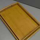 2 Pack Bamboo Serving Tray with Handles, Portable Bed Tray for Breakfast Dinner, Eating Trays for Living Room,Restaurants