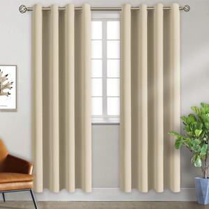 BGment Room Darkening Curtains for Bedroom - Grommet Thermal Insulated Window Treatments Light Blocking Curtains for Living Room, Set of 2 Panels, Each 46 x 84 Inch, Beige