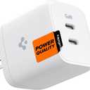 Spigen GaN 452 Total 45W 2 Ports GaN III Tech Dual USB C Wall Charger PD 3.0 Charging Block for iPhone 16 15 14 13 12 Plus Pro Max iPad Air Samsung Galaxy S25 Series S24 S23 Z Fold Flip 6 5 4 S22 S21