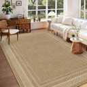 9x12 Large Area Rug for Living Room Modern Solid Easy Jute Indoor Outdoor Rugs Non Slip Neutral Patio Easy Jute Outdoor Rugs Washable Carpet for Porch Kitchen Bedroom Living Room Backyard, Natural