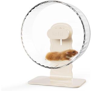 Quiet Hamster Wheel 10.2 Inch Dual-Bearings Silent Small Animals Running Exercise Wheel Height Adjustable for Syrian Hamsters, Gerbils, Rats, or Other Small Pets, Transparent