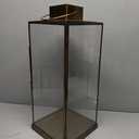 Serene Spaces Living Small Square Gold Lantern, Ideal for Wedding Reception, Event, Patio, Garden, Home, Sold Individually, with Glass