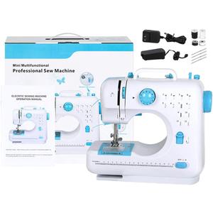 Portable Sewing Machine Mini Sewing Machine 12 Stitches Double Speeds for Beginner Electric Household Crafting Mending Machines with Foot Pedal for Easy Sewing, Children, Blue