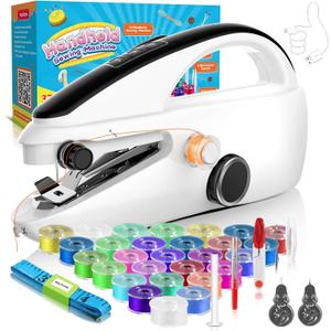 37PCS Accessories Handheld Sewing Machine, Rechargeable Mini Sewing Machine for Beginners and Adults, 2 Modes Portable and Easy to Use for DIY, Clothes, Home and Travel