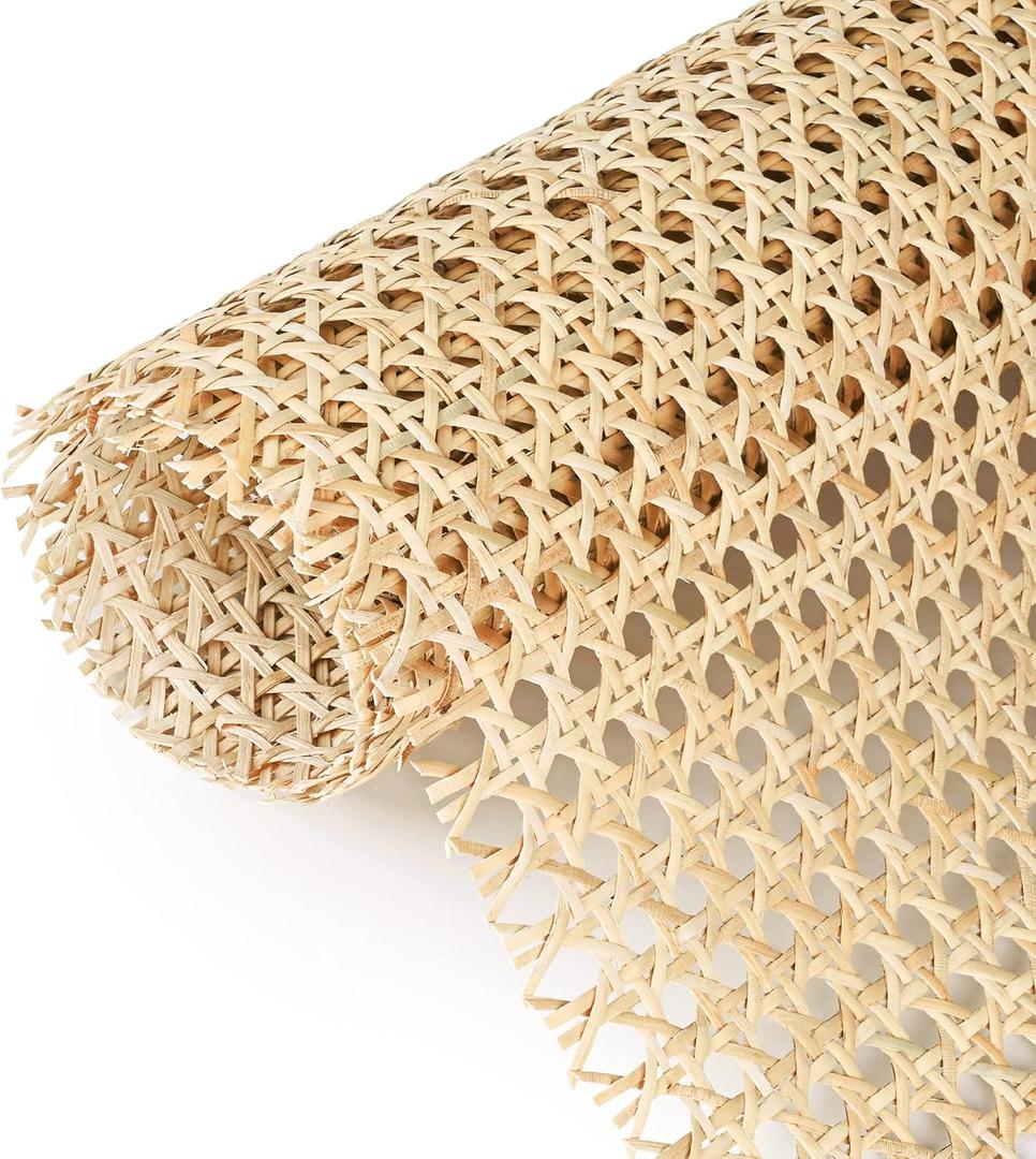 14" Width x 3.3 Feet Cane Rattan Webbing Roll for Caning Projects, Cane Webbing Sheet, Natural Pre-Woven Open Mesh Cane for Furniture Chair Cabinet Ceiling Bed Door
