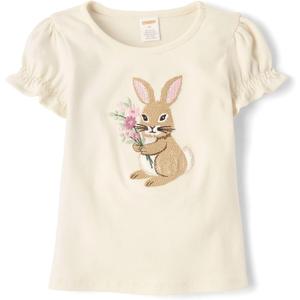 Gymboree Girls' and Toddler Puff Sleeve Embroidered T-Shirt, 4T