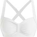 ZAFUL Women Bikini Top Only-Ruched Bra Padded Bathing Suit Top Cross Back Vintage Retro Bathing Suit Tops 2026, Large