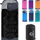 oaskys Camping Sleeping Bag - 3 Season Warm & Cool Weather - Summer Spring Fall Lightweight Waterproof for Adults Kids - Camping Gear Equipment, Traveling, and Outdoors (50-80F Everyday 3 Season - Black)