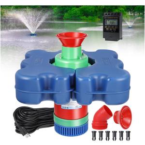 Pond Fountain Aerator with Time Controller-15000 GPH,110V 1HP 750W Floating Fountain Aeration System for Large Ponds,Aerating Fountain Pump for Outdoor Ponds & Lakes with 15A/100FT Power Cord