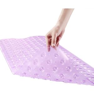 YINENN Bath and Shower Safety Mats 40x16 inch, Non Slip with Suction Cups for Bathroom Stall and Tub Floor, Extra Large and Machine Washable, Drain Holes Keep Bathtub Clean, Purple