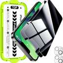 Esanik [2+2 Pack for iPhone 13 Privacy Screen Protector  Anti-Spy Tempered Glass & Camera Lens Cover, Military-Grade 9H Hardness, Anti-Scratch, Flawless Fit Tray