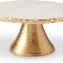 Mud Pie Marble Pedestal Cake Serving Stand, Gold, 6" x 11" dia
