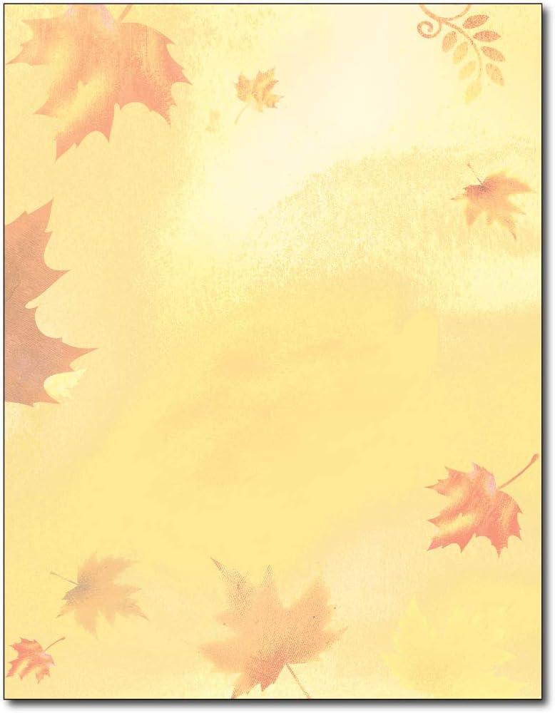 Golden Fall Leaves Stationery - 80 Sheets - Great for Fall, Halloween, or Thanksgiving Events