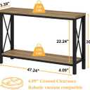BON AUGURE Farmhouse Entryway Table, Sofa Console Table Behind Couch for Living Room, Industrial Hallway Tables for Entry, Front Door, Entrance, Foyer (Vintage Oak, 47 Inch)