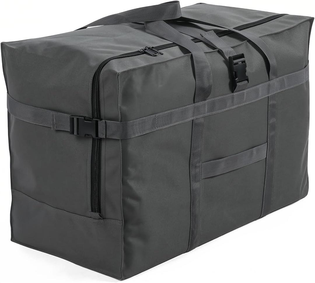 Large Duffel Bag, Waterproof Carry on Weekend Overnight Storage Bag over Luggage for Airline, Travel, Camping, Moving (120L-Dark Grey)