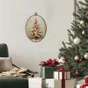 Lengues Christmas Tree Winter Oval Wall Art Decor, Christmas Gifts Oval Wall Decor, Vintage Winter Canvas Framed Art Prints, Holiday Xmas Tree Hanging Frame for Home Room 8.5x11.5 Inch