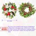 22IN Patriotic Wreath Red Hydrangeas White Flowers Blue - Spring Summer Front Door Wreath - Silk Handmade Farmhouse Outdoor Independence Day Decor, Gift