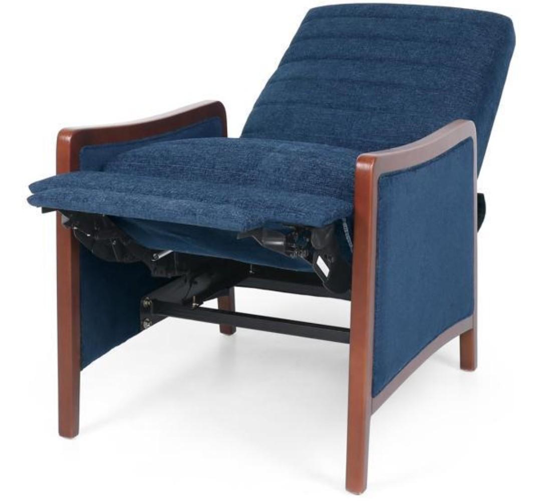 Casa Vita Mid-Century Modern Recliner - Navy Blue Fabric