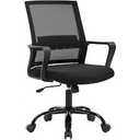 BestOffice | Ergonomic Office Chair | Mid-Back Swivel Desk Chair | Breathable Backrest & Lumbar Support | Adjustable Height | Sponge Seat | Rolling Wheels | Dark Black | for Adults & Women