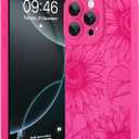 Fiyart Designed for iPhone 16 Pro Case Cute Flower Floral Sunflowers Design,Soft Slim TPU Anti-Scratch Phone Cover for Women Girls 6.3"-Hot Pink