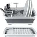 BNYD Plastic Collapsible Dish Drying Rack, Foldable Dinnerware Drainer Organizer for Storage,Kitchen