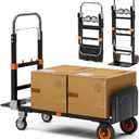 3-in-1 Convertible Aluminum Hand Truck 550lbs Capacity, 10" Rubber Wheels 3 Adjustable Positions for Warehouse, Home & Garden Moving, Heavy Duty Folding Dolly Cart (500LB)