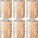 3 Pcs Amber Hammered Glass Shade Replacements for Pendant Light Fixtures Glass Lamp Shade Cover, 1-5/8 Inch Fitter, 4"w x 6"h, Replacement Lamp Globe for Chandelier Wall Light Sconce