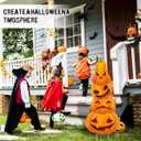 35" Halloween Jack O Lantern Pumpkin Yard Signs with Stakes for Outdoor Halloween Decorations Thanksgiving Fall Harvest Stacked Plastic Pumpkins Yard Sign for Lawn Garden Home Decor