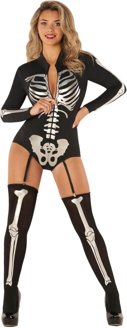 Morph Costumes Skeleton Bodysuit - Women's Halloween Costume (Medium)