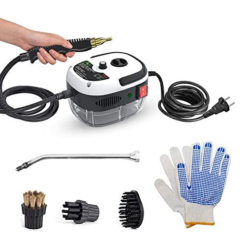 Irishom 2500W Portable Handheld Steam Cleaner High Temperature Pressurized Steam Cleaning Machine with Brush Heads and Gloves for Kitchen Furniture Bathroom Car