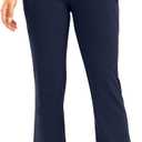 Inseam Women's Bootcut Yoga Pants Long Bootleg High-Waisted Flare Pants with Pockets, Medium/32" Inseam, Navy