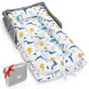 Baby Lounger for Newborn to Toddler 0-24 Months - Portable Infant Lounger with Breathable Cotton, Adjustable Size & Lengthen Space Travel Strap for Home, Outdoor (2. Dinosaur)
