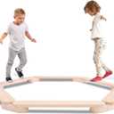 Balance Beam, Stepping Stones for Kids, Montessori Toy, Build Coordination and Gross Motor Skills for Kids and Toddler, Gymnastics Obstacle Course Indoor Outdoor Use (6pcs,Natural Color)