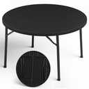 MAKE CHANGES 48" Folding Round Table, Heavy Duty Plastic Commercial Dinner Table with Foldable Steel Legs, Portable Banquet Table for Party, Events, Office, Indoor, Outdoor, Black