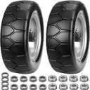 11x4.00-5'' Lawn Mower Tires Flat Free, Zero Turn Mower Front Tires, 11x4-5 Solid Tires and Wheel with 3/4" or 5/8" & 1/2" Precision Bearings, 3.4"-5.6" Centered Hub for Zero-Turn Lawn Mower (2 Pack), 11x4.00-5 Solid TiresGery Rim)