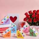 Thyle 6 Pcs Valentines Day Conversation Hearts Decor 3.2 Valentine Wooden Candy Heart Tiered Tray Table Decorations Sweet Sprinkle Wood Heart Be Mine Kiss Me Desk Sign for Centerpiece Home Party