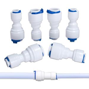 Quick Straight Connector 6Pcs 3/8 to 1/4 Water Line Adapter,1/4 Quick Connect Fittings for RO Water Systems Purifiers Filters,1/4 to 3/8 Water Line Adapter (6), Blue, 19ZH-SGSPQ-1