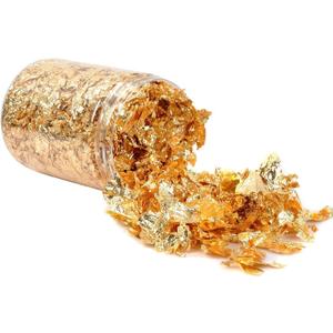 Gold Leaf Flakes,Gold Foil Flakes for Resin10g Metallic Foil Flakesfor Nail Art, Painting, Crafts, DIY CraftsSlime and Resin Jewelry Making