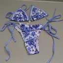 Women's Floral Printed Bathing Suit Halter Paisley Summer Swimsuit Bikinis Set Dark Blue S