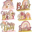 6 Pcs Boho Rainbow Wooden Table Centerpieces Boho Table Rainbow Decor Baby Shower Sunshine Decorations for Boys Girls Baby Birthday Party Photo Prop Supplies