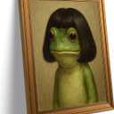 Vintage Gold Framed-Whimsical Frog Wall Art,Eclectic Frog Canvas Prints,Retro Animal Picture Artwork Wall Decor for Living Room Bedroom Bathroom 9x11-inch