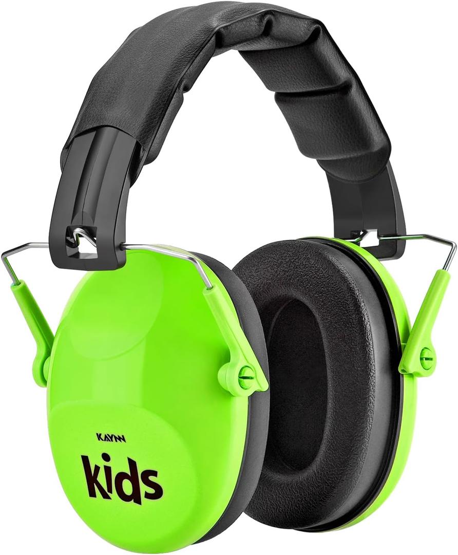 KAYNN Kids Hearing Protection - 28dB Noise Reduction Earmuffs - ANSI Certified Sensory Friendly Headphones for Monster Jam, Concerts, Fireworks, Autism, Travel & School, Ages 3-16, Green