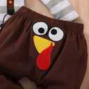 Thanksgiving/Christmas Outfits Infant Baby Boys Xmas Stripe Rompers+Turkey/Deer Pant Set Bodysuit Fall Clothes (0-3 Months)