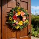 Spring Summer Eucalyptus Wreaths for Front Door Outside 24Inch Door Yellow Daisy Wreath with Sunflower Peony Dahlia Green Leaves for All Season Indoor Outdoor Home Farmhouse Porch Wall Window Decor