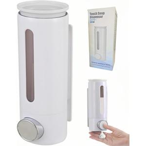 Soap Dispenser Wall Mount 17oz Drill Free ABS Hand Soap Shower Dispenser with Adhesive and Screws No Leakage Shampoo and Conditioner Dispenser Large Capacity for Bathroom Kitchen-White,1PACK