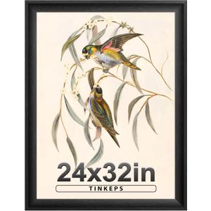 24x32 Poster Frame Black with Black Back Board, Curved Extra Wide Edges, Vintage Style Poster Frame 24x32 for Wall Decor.