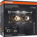 Sylvania 13" Flush/Semi-Flush Fixture with 90 Lm Integrated Nightlight, 3-Bulb Light, Hardwire, Indoor, Black Matte Finish - 1 Pack (63584)