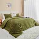 Fluffy Velvet Comforter Set King 3 Pieces - Super Soft & Fuzzy Oliver Green Comforter Set for Winter Warm Fleece Bedding, 1 Luxury Cozy Faux Fur Down Alternative Comforter with 2 Pillow Cases
