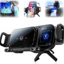 Wireless Charging Rotating Car Mount, High Intelligent 2 in 1 Auto Rotating Phone Holder, One-Click Rotation, Universal Phone Holder Car Charger Fast Charging for Car Dashboard & Air Vent (Black)